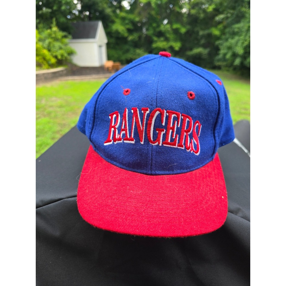 Vintage New York Rangers The Game Fitted Hat 7 1/2 Blue Red NHL Hockey Cap 90s